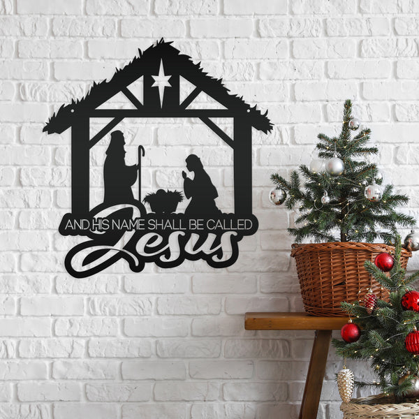 Christmas Nativity Metal Sign - 'And His Name Shall Be Called' Wall Decor - Christian Holiday Wall Hanging - Seasonal Decorations