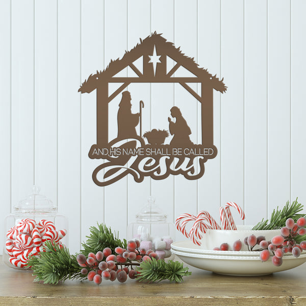 Christmas Nativity Metal Sign - 'And His Name Shall Be Called' Wall Decor - Christian Holiday Wall Hanging - Seasonal Decorations