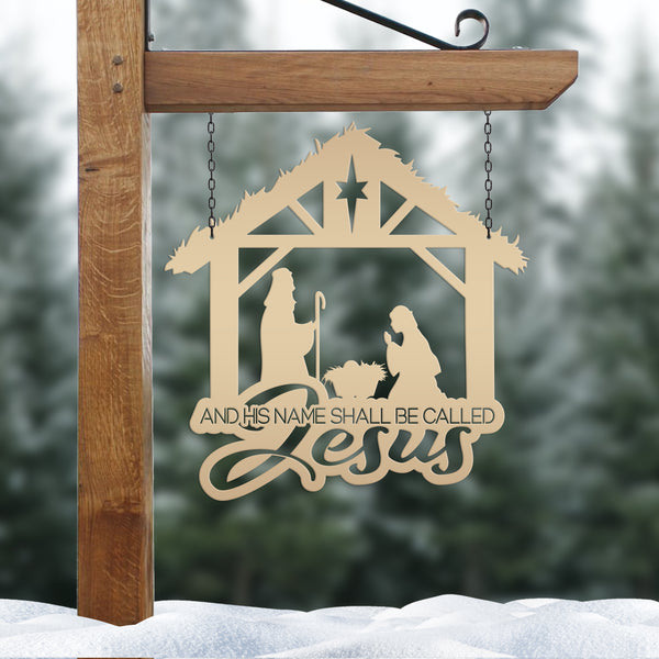 Christmas Nativity Metal Sign - 'And His Name Shall Be Called' Wall Decor - Christian Holiday Wall Hanging - Seasonal Decorations