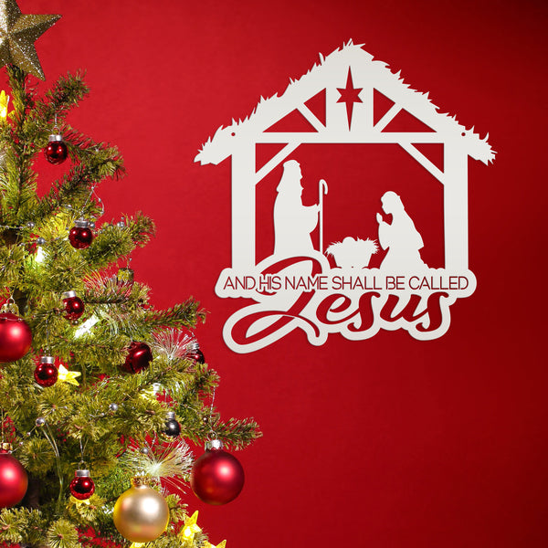 Christmas Nativity Metal Sign - 'And His Name Shall Be Called' Wall Decor - Christian Holiday Wall Hanging - Seasonal Decorations