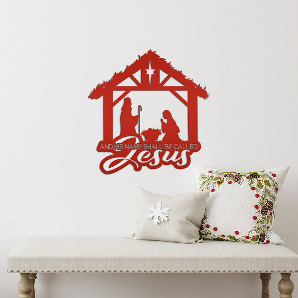 Christmas Nativity Metal Sign - 'And His Name Shall Be Called' Wall Decor - Christian Holiday Wall Hanging - Seasonal Decorations