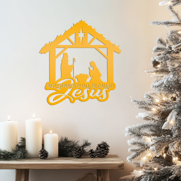 Christmas Nativity Metal Sign - 'And His Name Shall Be Called' Wall Decor - Christian Holiday Wall Hanging - Seasonal Decorations