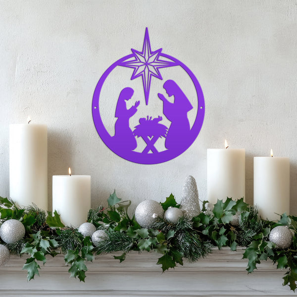 Metal Christmas Nativity Sign , Outdoor Holiday Decor, Christian Yard Scene