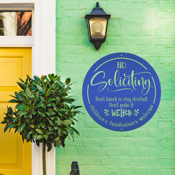 Funny No Soliciting Sign - Cute Outdoor Metal Plaque - Children's Fundraisers Welcome - Novelty Entryway Decor - Unique Housewarming Gifts