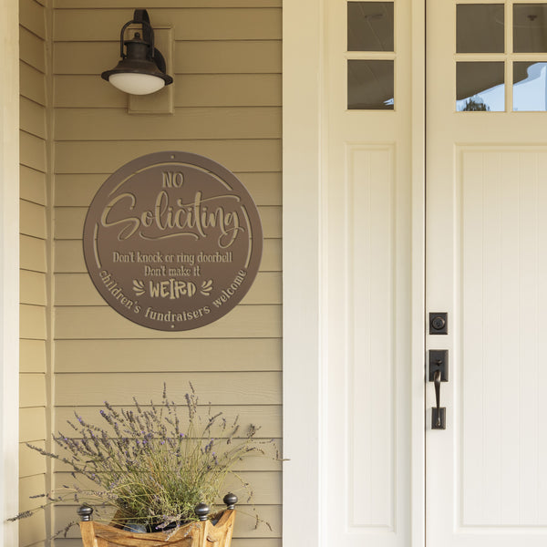 Funny No Soliciting Sign - Cute Outdoor Metal Plaque - Children's Fundraisers Welcome - Novelty Entryway Decor - Unique Housewarming Gifts