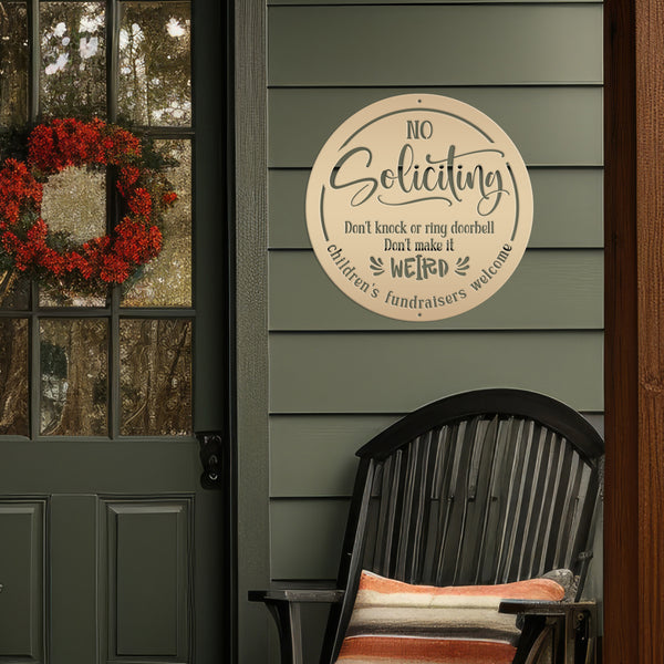 Funny No Soliciting Sign - Cute Outdoor Metal Plaque - Children's Fundraisers Welcome - Novelty Entryway Decor - Unique Housewarming Gifts