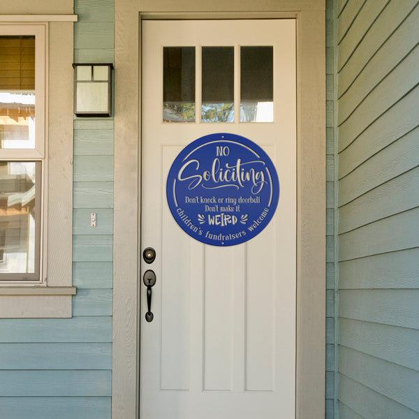 Funny No Soliciting Sign - Cute Outdoor Metal Plaque - Children's Fundraisers Welcome - Novelty Entryway Decor - Unique Housewarming Gifts