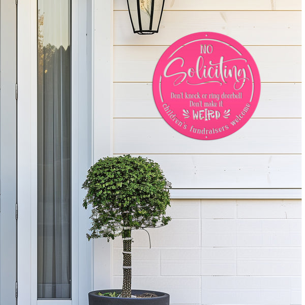 Funny No Soliciting Sign - Cute Outdoor Metal Plaque - Children's Fundraisers Welcome - Novelty Entryway Decor - Unique Housewarming Gifts