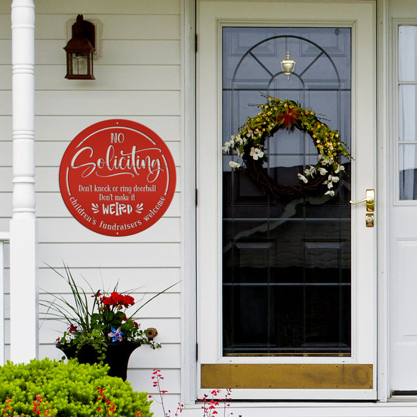 Funny No Soliciting Sign - Cute Outdoor Metal Plaque - Children's Fundraisers Welcome - Novelty Entryway Decor - Unique Housewarming Gifts