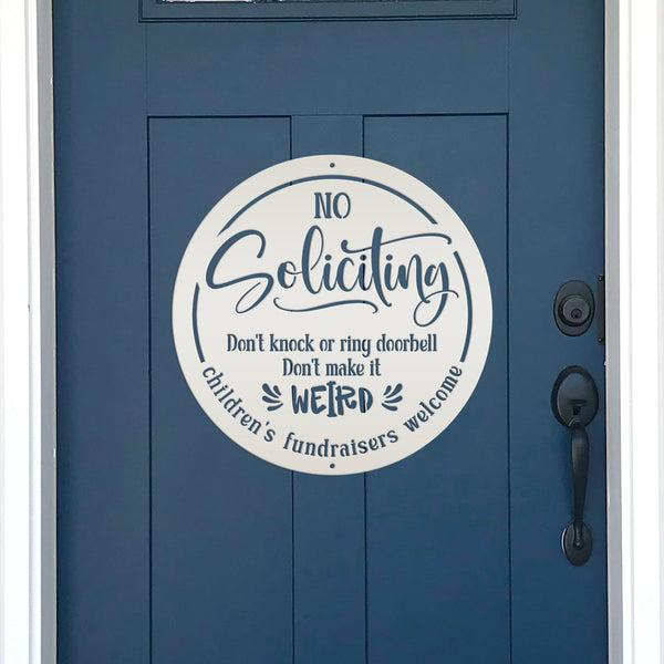 Funny No Soliciting Sign - Cute Outdoor Metal Plaque - Children's Fundraisers Welcome - Novelty Entryway Decor - Unique Housewarming Gifts