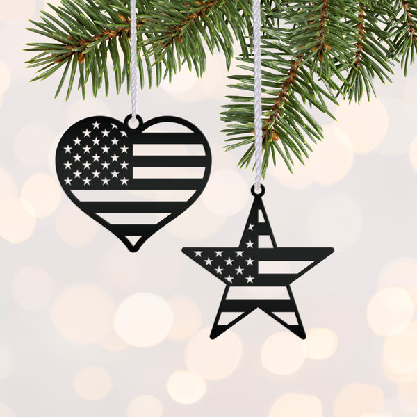 Patriotic USA Flag Ornament - Laser Cut Metal Decor - Christmas Decoration - Holiday Stocking Stuffer - American Flag Gift - 4th of July Art