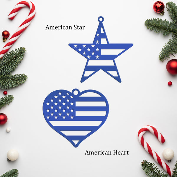 Patriotic USA Flag Ornament - Laser Cut Metal Decor - Christmas Decoration - Holiday Stocking Stuffer - American Flag Gift - 4th of July Art