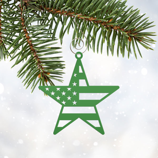 Patriotic USA Flag Ornament - Laser Cut Metal Decor - Christmas Decoration - Holiday Stocking Stuffer - American Flag Gift - 4th of July Art