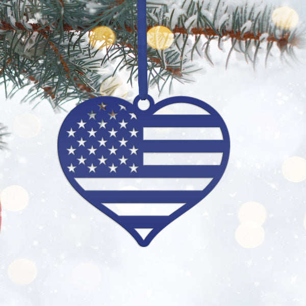Patriotic USA Flag Ornament - Laser Cut Metal Decor - Christmas Decoration - Holiday Stocking Stuffer - American Flag Gift - 4th of July Art