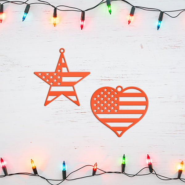 Patriotic USA Flag Ornament - Laser Cut Metal Decor - Christmas Decoration - Holiday Stocking Stuffer - American Flag Gift - 4th of July Art