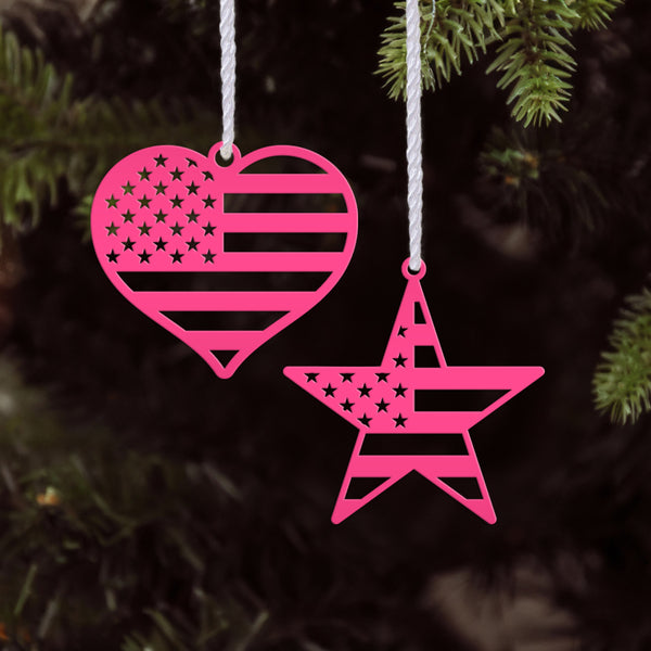 Patriotic USA Flag Ornament - Laser Cut Metal Decor - Christmas Decoration - Holiday Stocking Stuffer - American Flag Gift - 4th of July Art