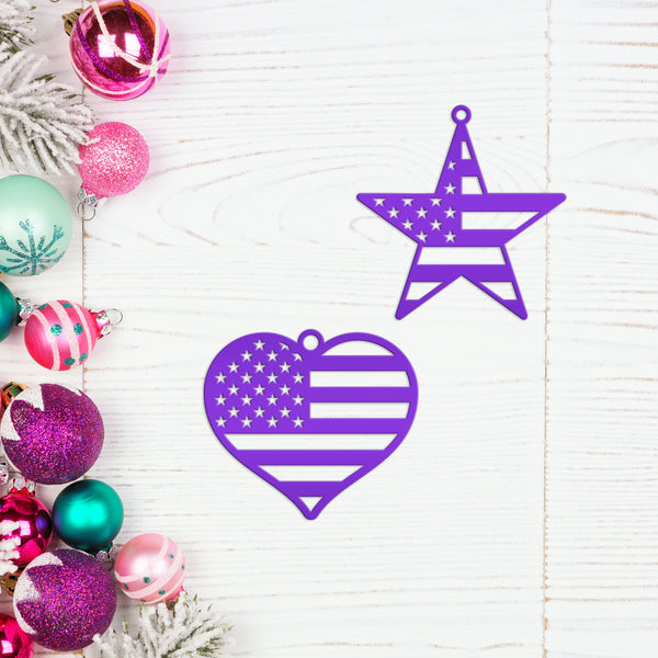 Patriotic USA Flag Ornament - Laser Cut Metal Decor - Christmas Decoration - Holiday Stocking Stuffer - American Flag Gift - 4th of July Art