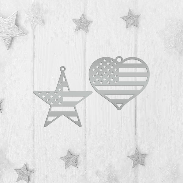 Patriotic USA Flag Ornament - Laser Cut Metal Decor - Christmas Decoration - Holiday Stocking Stuffer - American Flag Gift - 4th of July Art