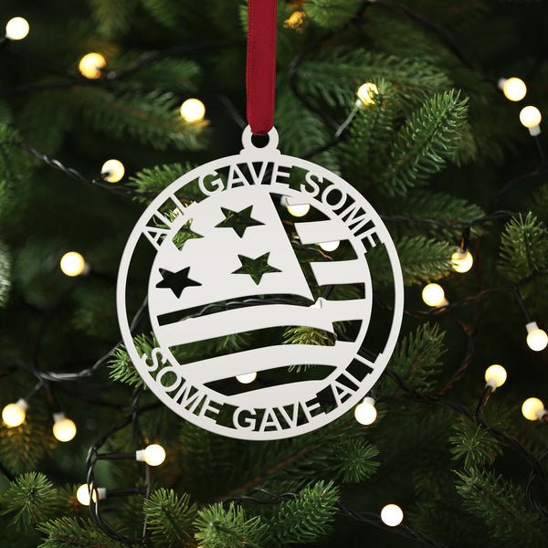 Patriotic All Gave Some; Some Gave All American Veteran Metal Christmas Ornament