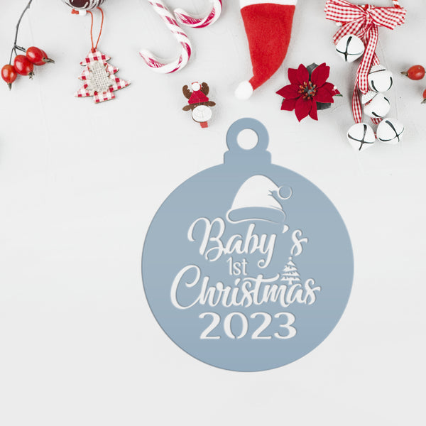 Baby's 1st Christmas Dated Metal Christmas/Holiday Ornament-Personalized