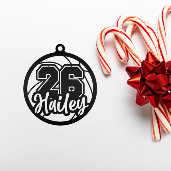 Personalized Basketball Name and Number Metal Christmas/Holiday Ornament