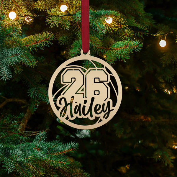 Personalized Basketball Name and Number Metal Christmas/Holiday Ornament