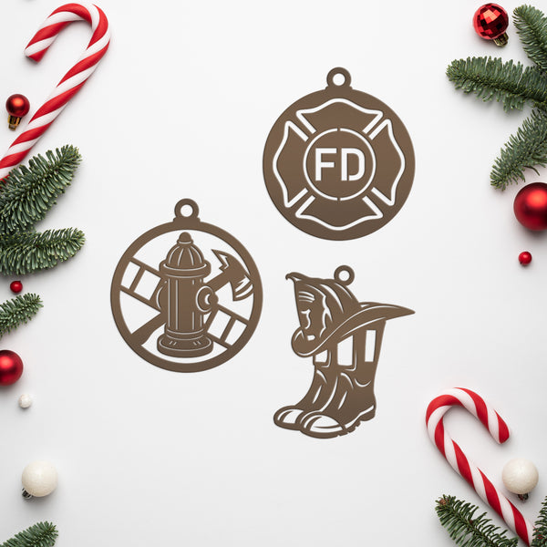 Firefighter Tribute Metal Ornaments - Unique Gift for Heroes - Fire Emblem Holiday Decorations - Stocking Stuffers - Ornament Collection