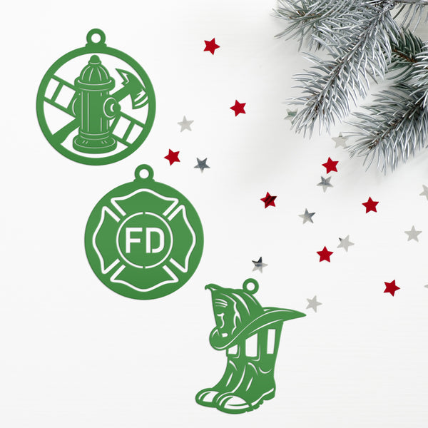 Firefighter Tribute Metal Ornaments - Unique Gift for Heroes - Fire Emblem Holiday Decorations - Stocking Stuffers - Ornament Collection
