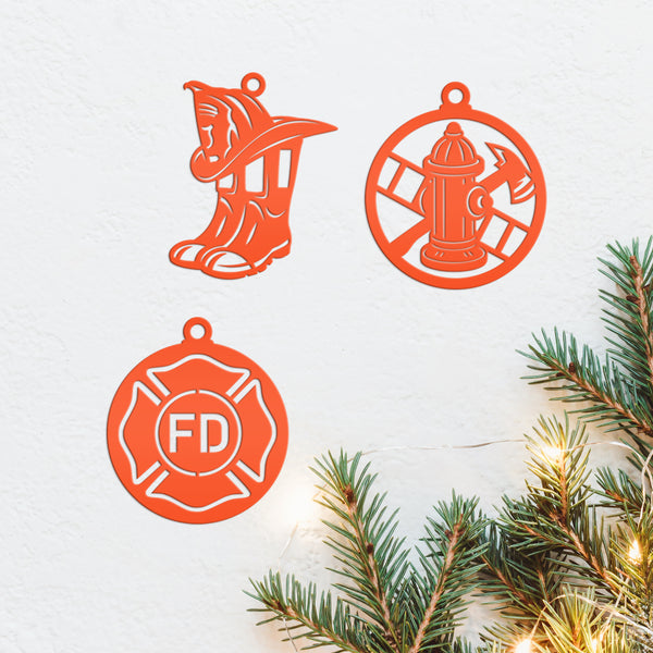 Firefighter Tribute Metal Ornaments - Unique Gift for Heroes - Fire Emblem Holiday Decorations - Stocking Stuffers - Ornament Collection