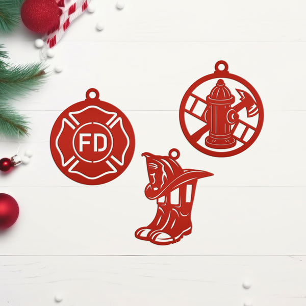 Firefighter Tribute Metal Ornaments - Unique Gift for Heroes - Fire Emblem Holiday Decorations - Stocking Stuffers - Ornament Collection