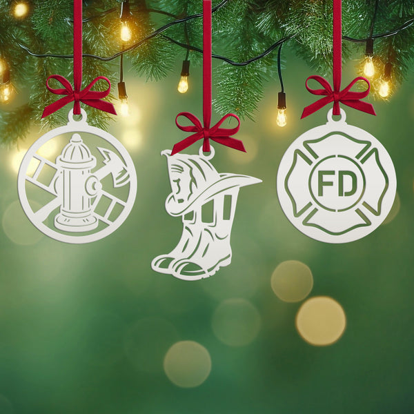 Firefighter Tribute Metal Ornaments - Unique Gift for Heroes - Fire Emblem Holiday Decorations - Stocking Stuffers - Ornament Collection