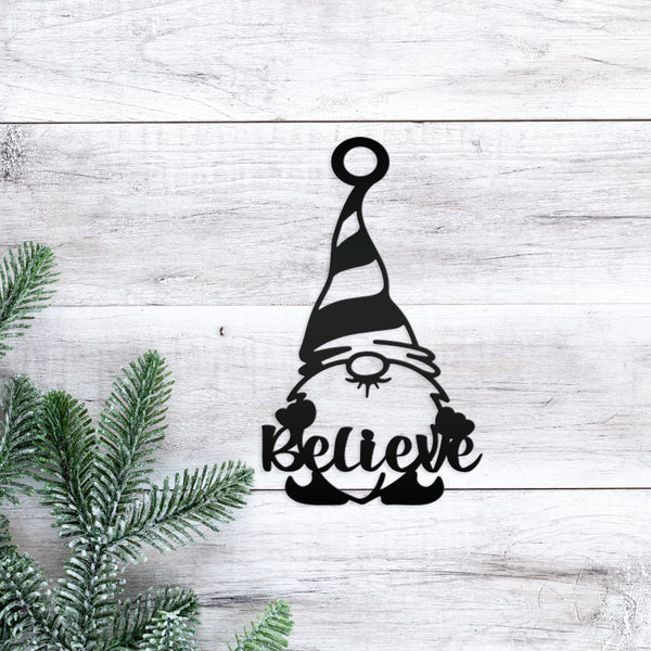 Charming Gnome Ornament - Unique Metal Holiday Decoration - Festive Christmas Gnomes - Whimsical Seasonal Trinkets - Cute Stocking Stuffers