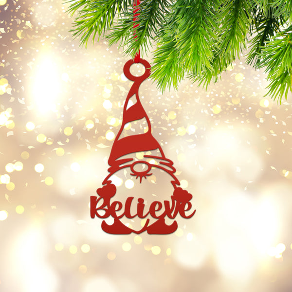 Charming Gnome Ornament - Unique Metal Holiday Decoration - Festive Christmas Gnomes - Whimsical Seasonal Trinkets - Cute Stocking Stuffers