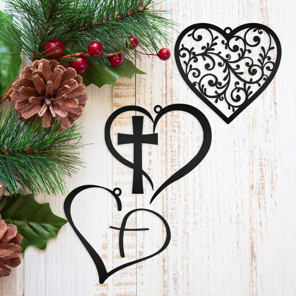 Assorted Heart Metal Holiday Ornaments