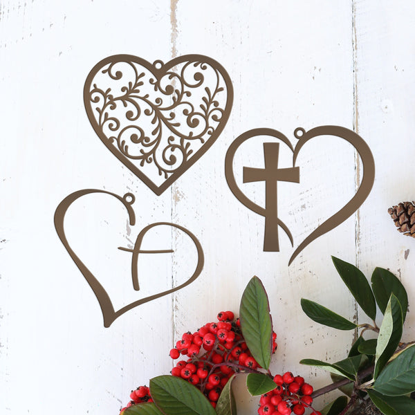 Assorted Heart Metal Holiday Ornaments