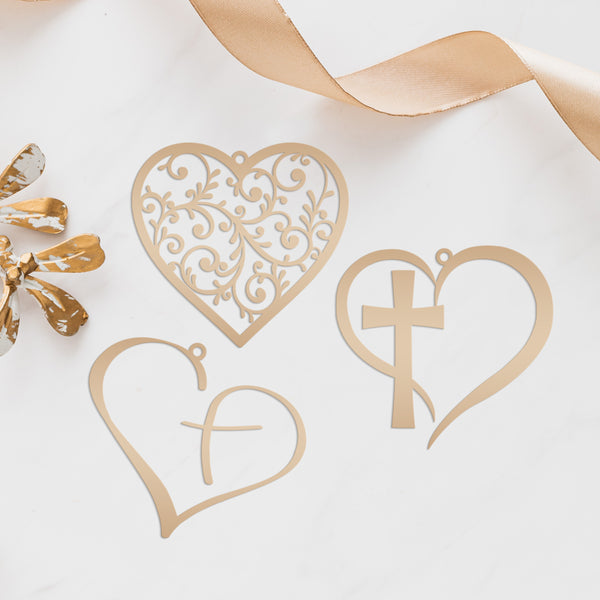 Assorted Heart Metal Holiday Ornaments