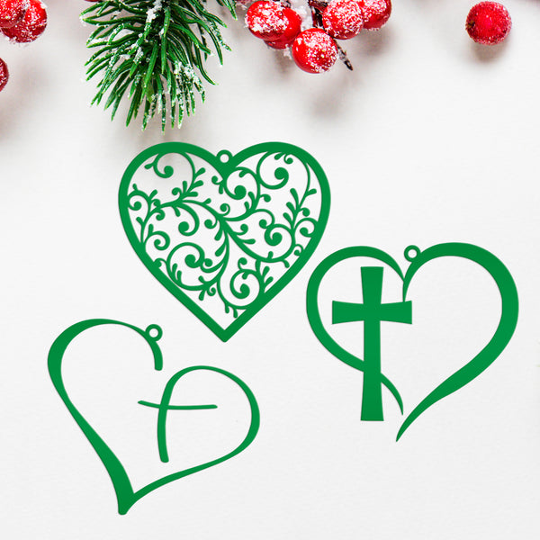 Assorted Heart Metal Holiday Ornaments