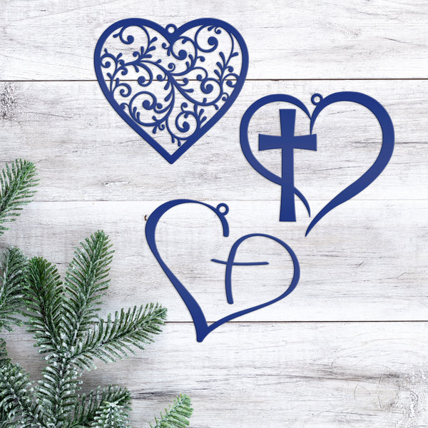 Assorted Heart Metal Holiday Ornaments