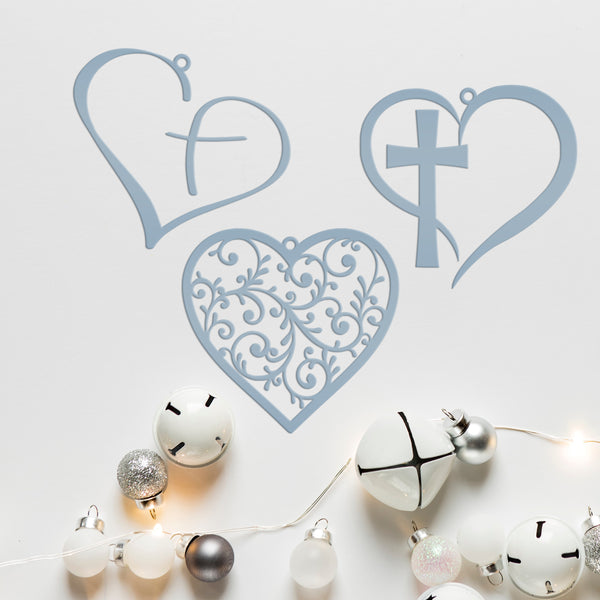 Assorted Heart Metal Holiday Ornaments