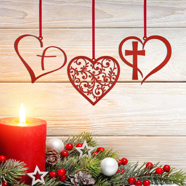 Assorted Heart Metal Holiday Ornaments