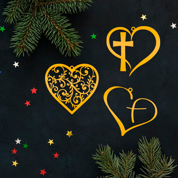 Assorted Heart Metal Holiday Ornaments
