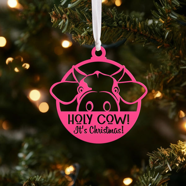 Holy Cow It's Christmas Metal Ornament, Holiday Decor, Farm Ornament