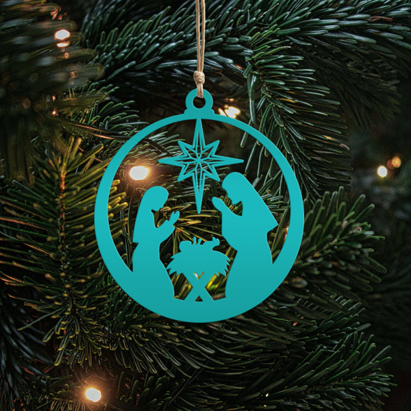 Metal Nativity Scene Ornament, Christian Decor, Nativity Scene Ornament
