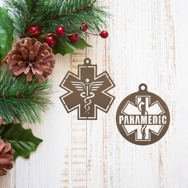 Emergency Responder Ornament Collection - EMT/Paramedic Decoration - Hero Tribute - Christmas Tree Decor - Charming Metal Holiday Trinkets