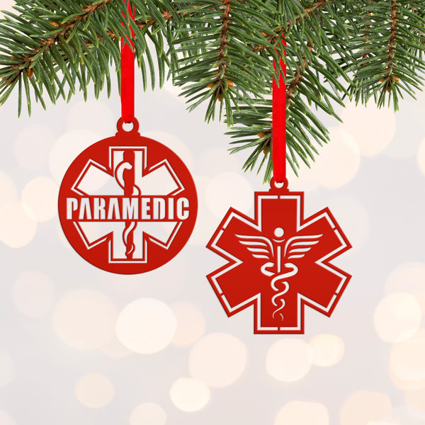 Emergency Responder Ornament Collection - EMT/Paramedic Decoration - Hero Tribute - Christmas Tree Decor - Charming Metal Holiday Trinkets