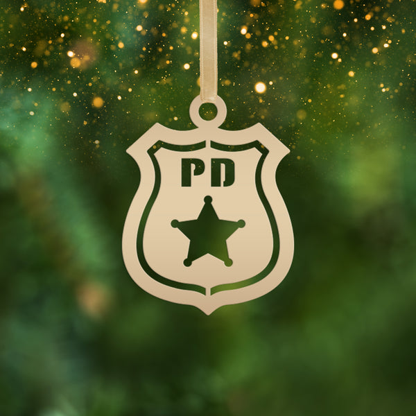 Set of Unique Metal Police Badges - Collectible Ornaments - Custom Holiday Decor - Emergency Responder Christmas Ornament - Stocking Stuffer