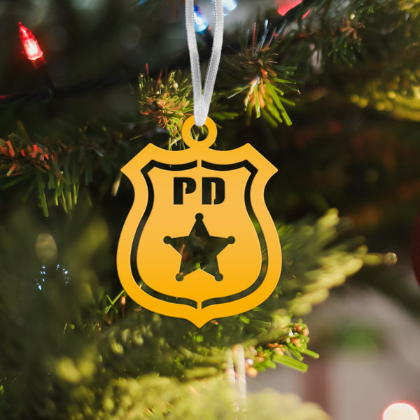 Set of Unique Metal Police Badges - Collectible Ornaments - Custom Holiday Decor - Emergency Responder Christmas Ornament - Stocking Stuffer