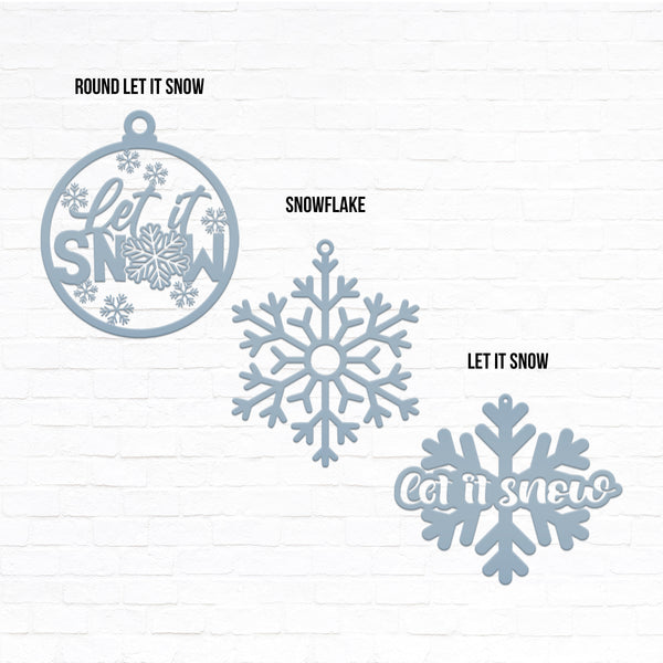 Assorted Snow Themed Metal Christmas/Holiday Ornaments
