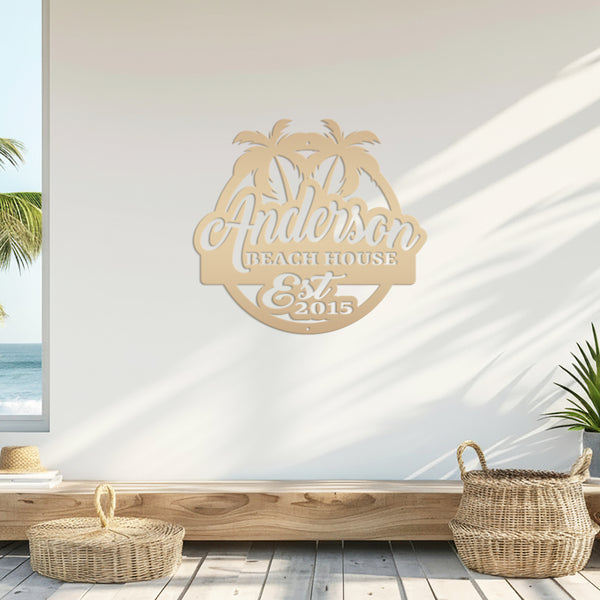 Personalized Palm Tree Family Beach House Outdoor Pool, Patio, Lake House, Beach House Wall Decor & Signs , Palm Tree Tropical Sign, Palm Tree Decor for the Wall