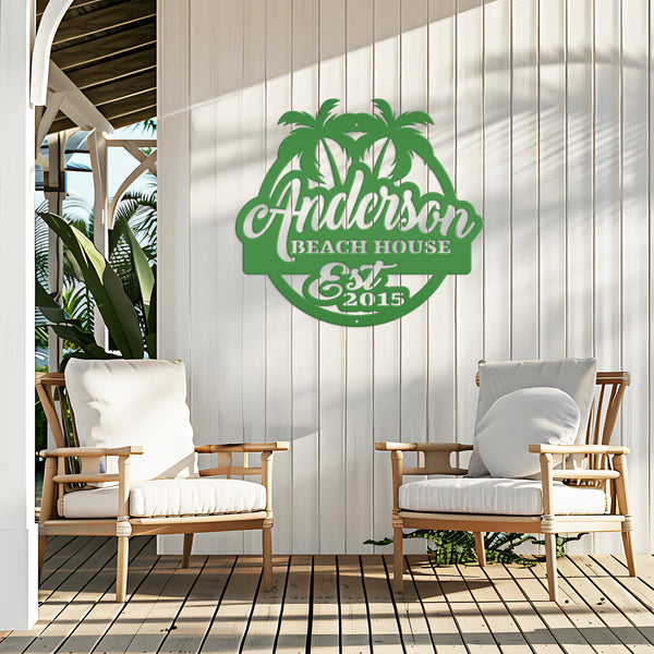 Personalized Palm Tree Family Beach House Outdoor Pool, Patio, Lake House, Beach House Wall Decor & Signs , Palm Tree Tropical Sign, Palm Tree Decor for the Wall